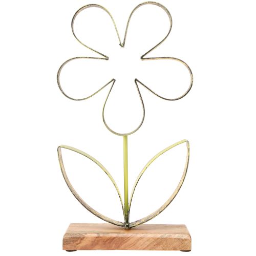 Floristik24 Support décoration fleur en métal vert printemps doré H35cm