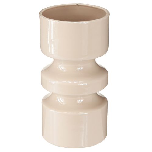 Floristik24 Vase à fleurs en métal émaillé marron cappuccino Ø9cm H17,5cm