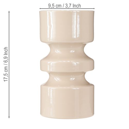 Article Vase à fleurs en métal émaillé marron cappuccino Ø9cm H17,5cm