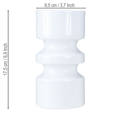 Article Vase à fleurs en métal émaillé blanc crème Ø9cm H17,5cm