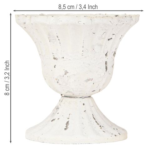 Article Coupelle décorative en métal petite Shabby Chic Blanc Ø8.5cm H8cm 2pcs