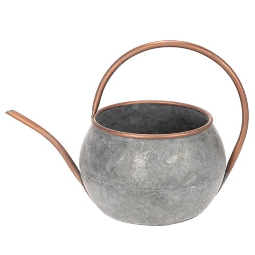 Arrosoir décoratif en métal, style champêtre vintage, décoration de jardin, pour les plantations, cuivre argenté, L 41 cm Ø 26 cm H 30 cm | Floristik24.fr