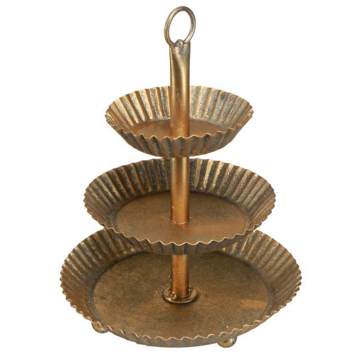 Floristik24 Etagere métal 3 étages doré antique vintage Ø17cm H23cm