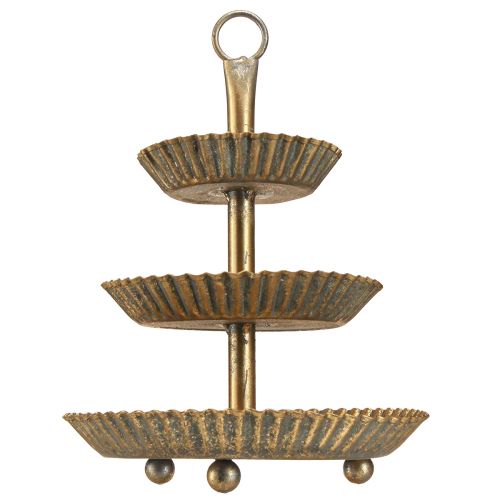 Floristik24 Etagere métal 3 étages doré antique vintage Ø17cm H23cm