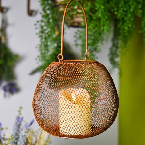 Floristik24 Lanterne métal avec grille bougeoir rouille Ø20cm H17cm