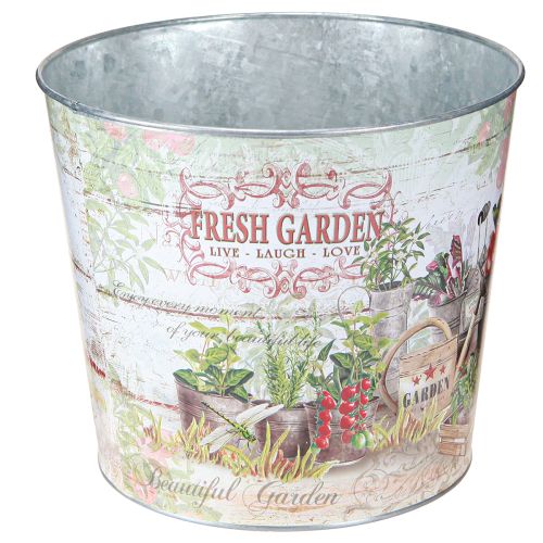Article Pot de fleurs en métal Fresh Garden coloré vintage H18 cm