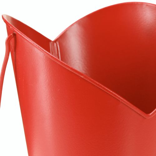 Article Cache-pot en métal décoration cœur avec anse rouge Ø12cm H15/9cm