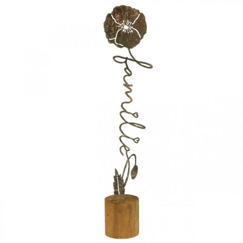 Floristik24 Support en bois fleur déco métal lettrage &quot;Famille&quot; H40cm