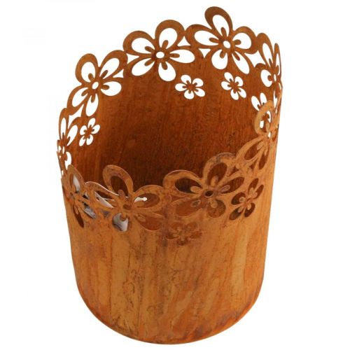 Pot métal lanterne décorative rouille Ø12cm H17cm