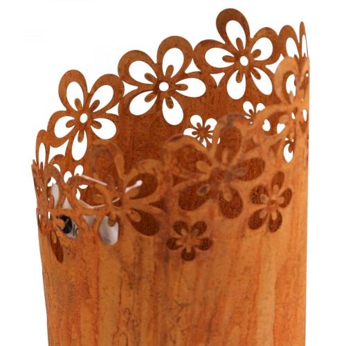Article Lanterne décorative en métal rouille, jardinière en métal Ø12cm H17cm