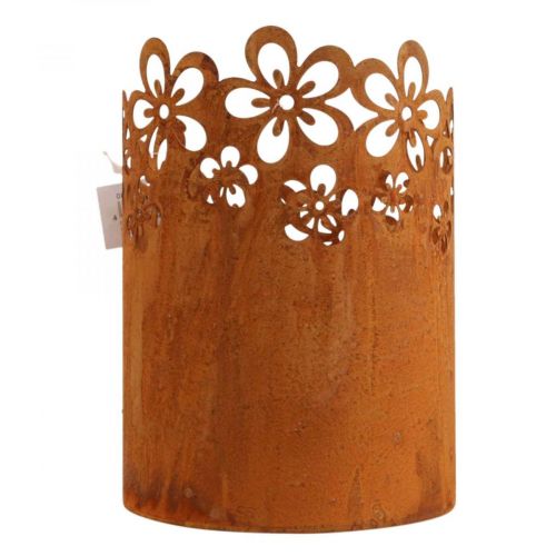 Pot métal lanterne décorative rouille Ø12cm H17cm