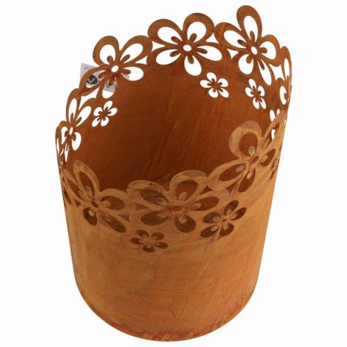 Lanterne décorative métal rouille pot métal Ø16cm H23cm