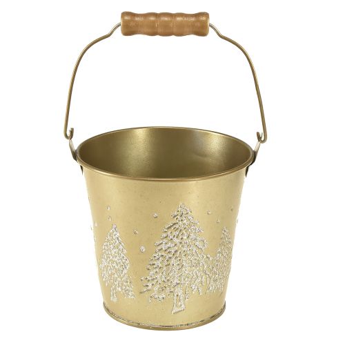 Pot en métal pour sapin de Noël doré Ø12cm H11,5cm