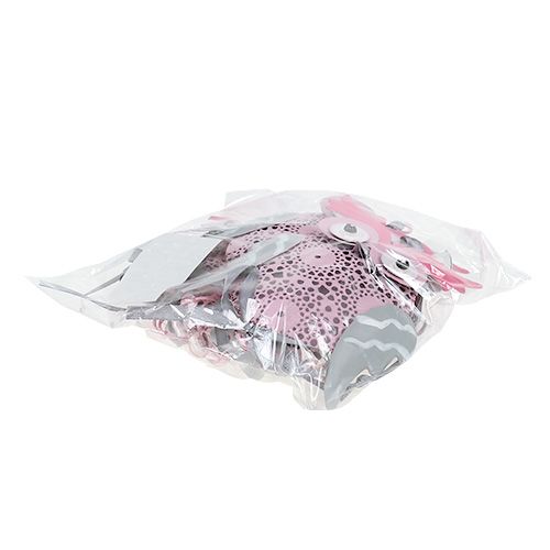 Floristik24 Suspension métallique chouette gris, blanc, rose 10 cm 3 p.