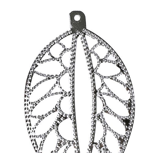 Floristik24 Feuille de métal à suspendre argent 4cm x 7cm 24pcs