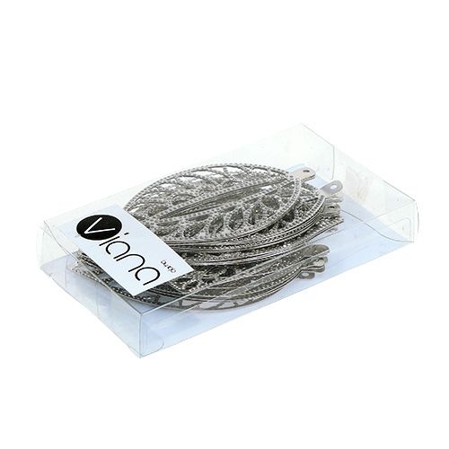 Floristik24 Feuille de métal à suspendre argent 4cm x 7cm 24pcs