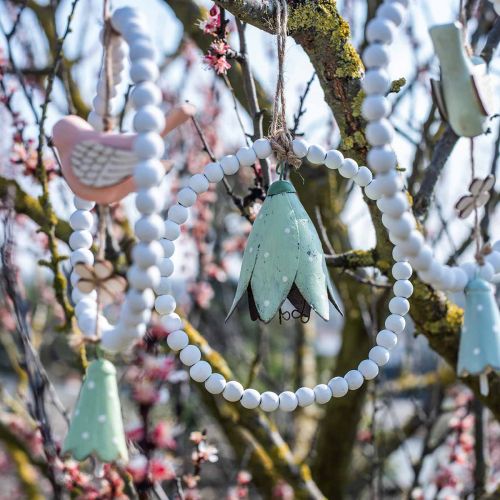 Floristik24 Fleurs en métal, jacinthes des bois à suspendre, décoration printanière, pendentif en métal H10,5cm blanc, rose, vert lot de 3