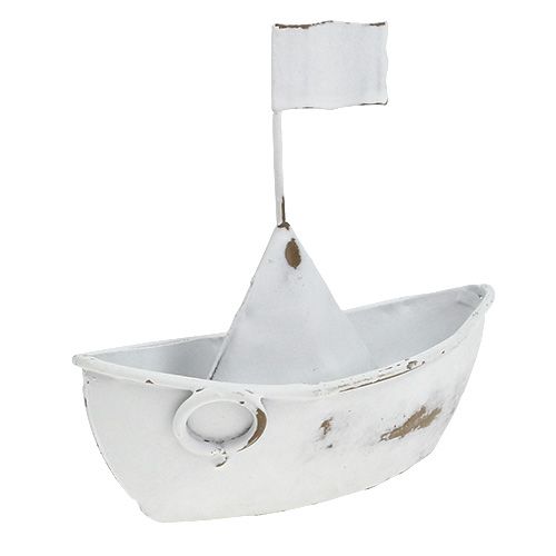 Floristik24 Bateau en métal blanc 11cm x 10cm 1p