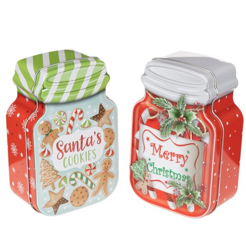Lot de 2 boîtes métalliques 15 cm avec motifs de Noël et design pot à biscuits