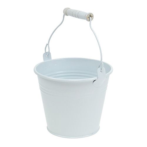 Floristik24 Seau métal blanc Ø12cm H10cm 8pcs