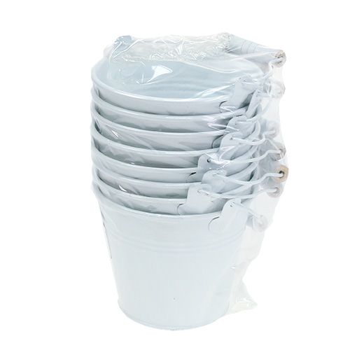 Seau en métal blanc Ø12cm H10cm 8pcs