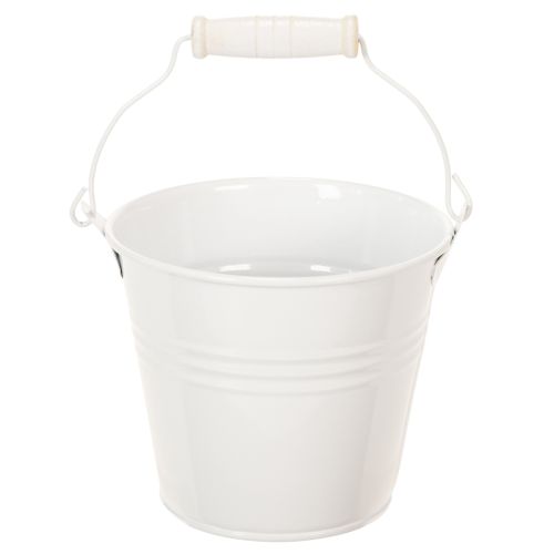 Floristik24 Seaux en métal blanc, Ø12 cm, H10 cm, lot de 8