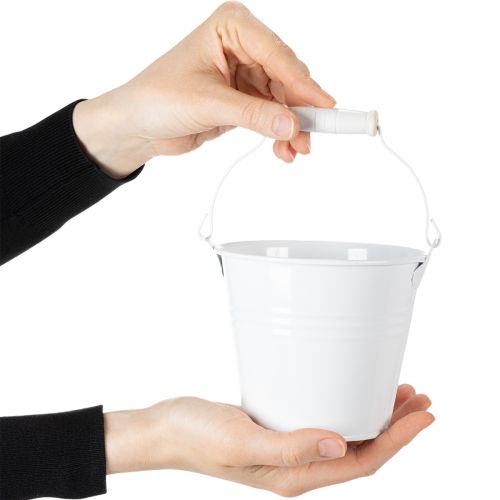 Article Seaux en métal blanc, Ø12 cm, H10 cm, lot de 8