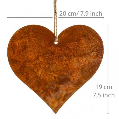 Coeurs en métal, pendentifs décoratifs, décoration rouille 19 × 20 cm 4pcs