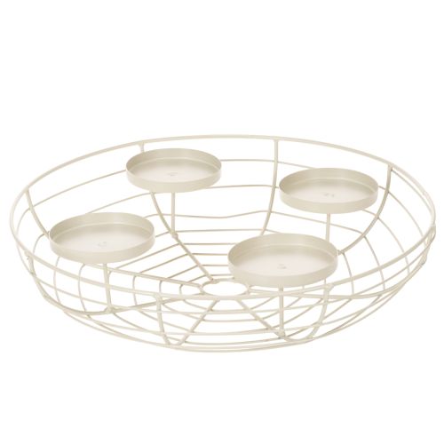 Couronne de l'Avent en métal ronde pour 4 bougies ou photophores 35 cm gris