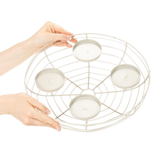 Couronne de l'Avent en métal ronde pour 4 bougies ou photophores 35 cm gris | Floristik24.fr