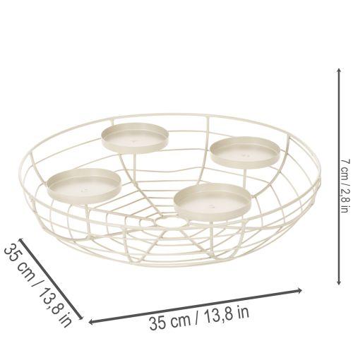Couronne de l'Avent en métal ronde pour 4 bougies ou photophores 35 cm gris | Floristik24.fr