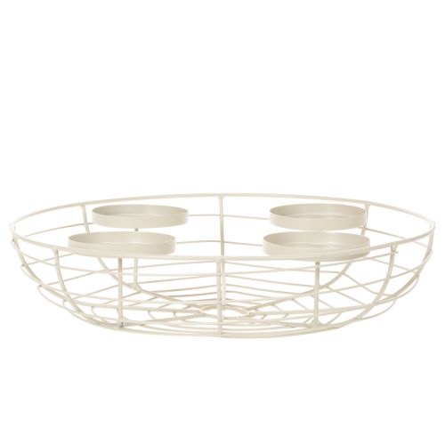 Couronne de l'Avent en métal ronde pour 4 bougies ou photophores 35 cm gris | Floristik24.fr