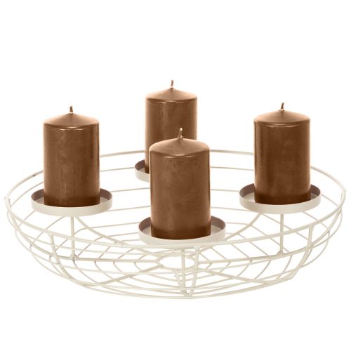 Couronne de l'Avent en métal ronde pour 4 bougies ou photophores 35 cm gris | Floristik24.fr