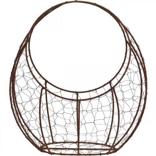 Article Corbeille en fil, jardinière en métal, décoration printanière, panier de Pâques marron, patiné H34cm L30cm