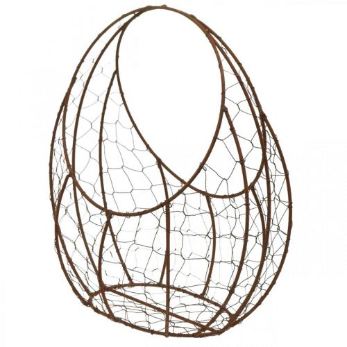 Corbeille en fil, jardinière en métal, décoration printanière, panier de Pâques marron, patiné H34cm L30cm