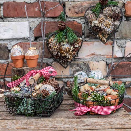 Floristik24 Panier métal avec anse, panier à planter, variation panier fil marron, naturel H10,5/12/13/11,5cm lot de 4