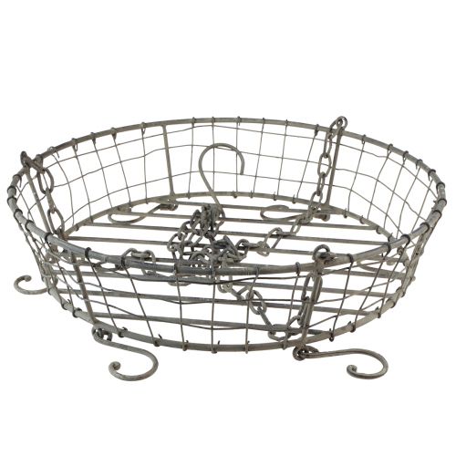 Floristik24 Corbeille en métal à suspendre avec crochets gris vintage Ø39,5cm