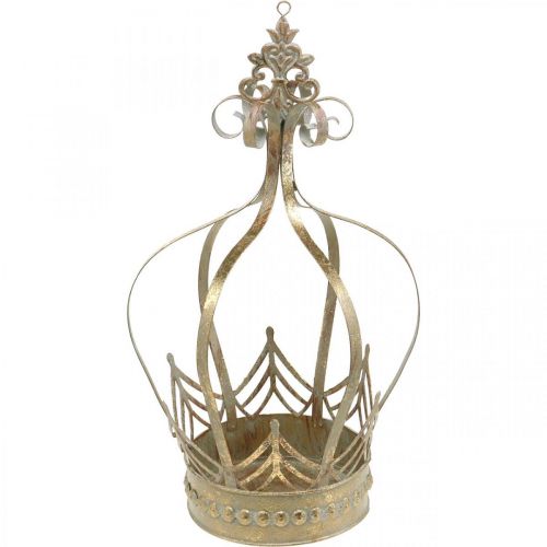 Floristik24 Couronne décorative à suspendre, jardinière, décoration métal, Avent Doré, aspect antique Ø19,5cm H35cm