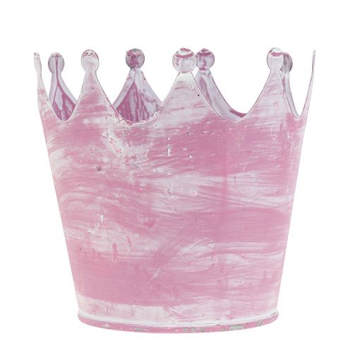 Floristik24 Couronne métal rose lavé blanc Ø10cm H9cm 6pcs