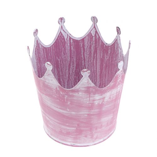 Floristik24 Couronne métal rose lavé blanc Ø10cm H9cm 6pcs