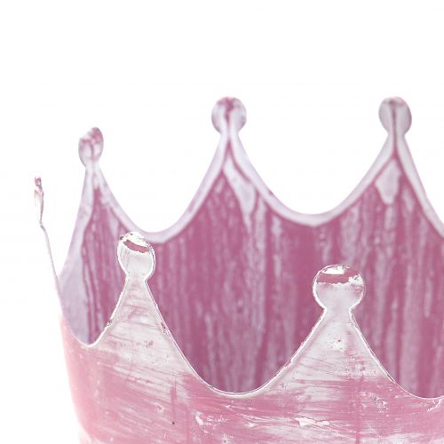 Floristik24 Couronne métal rose lavé blanc Ø10cm H9cm 6pcs