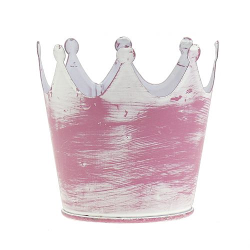 Couronne métal rose lavé blanc Ø8cm H7cm 8pcs