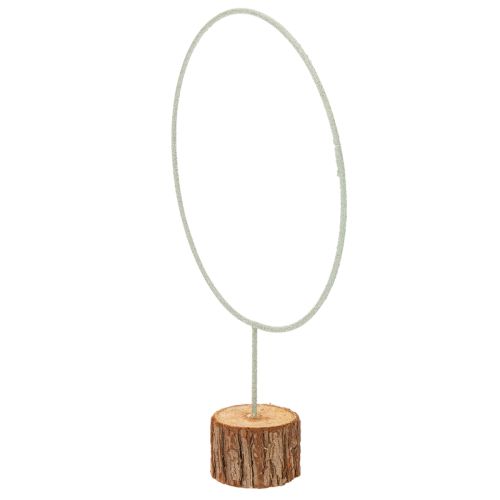 Cerceau décoratif rond en métal sur socle en bois avec écorce, 52 cm | Floristik24.fr