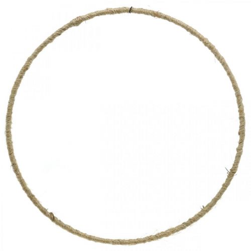 Floristik24 Anneau décoratif cordon de jute enroulé en métal anneau en métal Ø25cm 10pcs