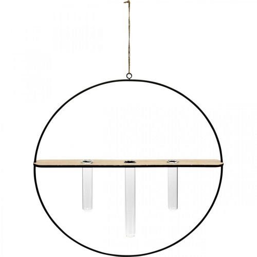Floristik24 Anneau décoratif à accrocher avec des verres en métal noir Ø35cm