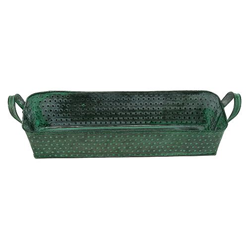Floristik24 Bac en métal rectangulaire vert 30  x 11 cm H. 6 cm
