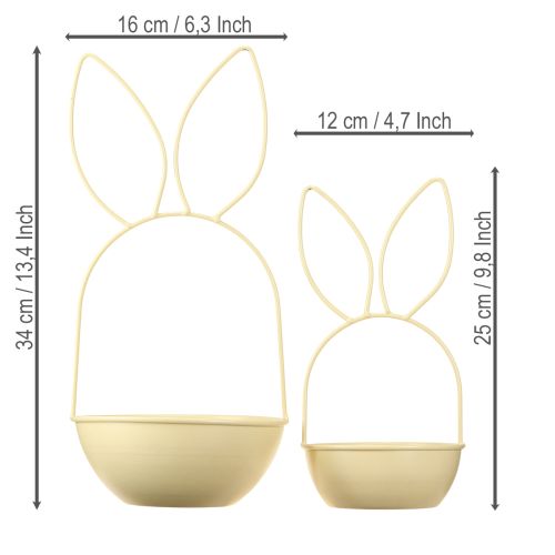 Article Panier de Pâques avec oreilles de lapin, décoration de table pour Pâques et le réveillon du printemps, 34 cm, 1 pièce