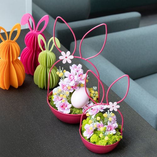 Article Pot de fleurs de Pâques décoratif, lapin, panier en métal pour intérieur/extérieur, 33 cm