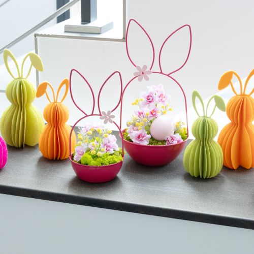 Article Pot de fleurs de Pâques décoratif, lapin, panier en métal pour intérieur/extérieur, 33 cm