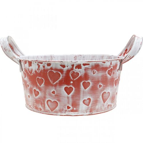 Floristik24 Bol à plantes, Saint Valentin, récipient en métal avec décoration coeur, cache-pot Ø23cm